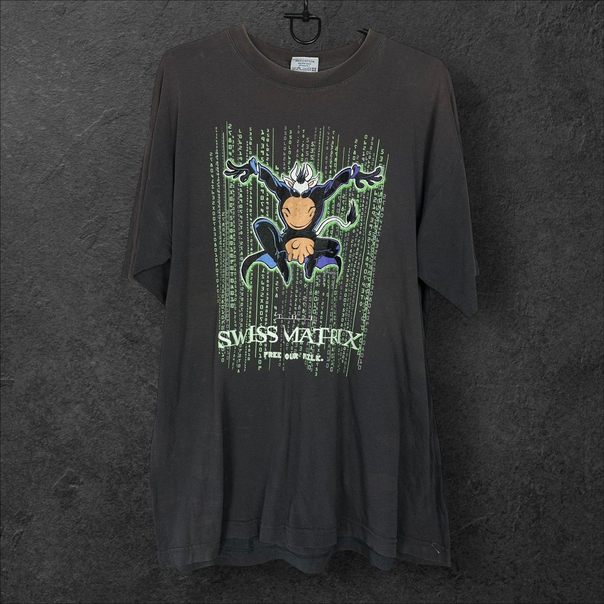 Vintage Vintage 90s Humor The Swiss Matrix FREE YOUR MILK Tee Size US L / EU 52-54 / 3 - 1 Thumbnail