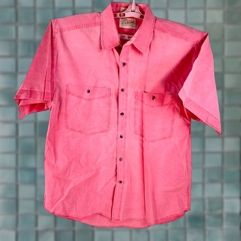 Pinko VINTAGE Cargo Button Shirt Mens XL Pink Heavyweight Cotton VTG Size US XL / EU 56 / 4 - 1 Thumbnail
