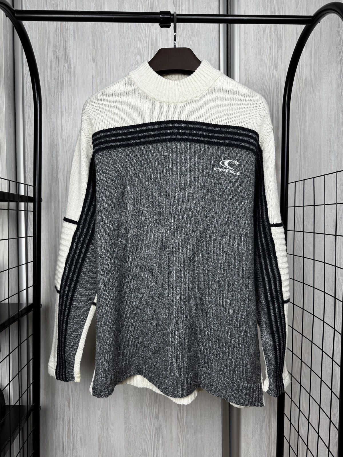 O'Neill O’neill vintage 90s grey beige striped sweater jumper Size US M / EU 48-50 / 2 - 2 Thumbnail