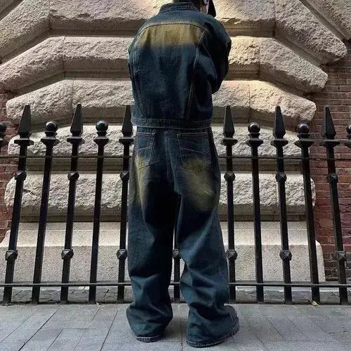 Japanese Brand Retro heavy duty washed wide leg jeans Size US 32 / EU 48 - 3 Thumbnail