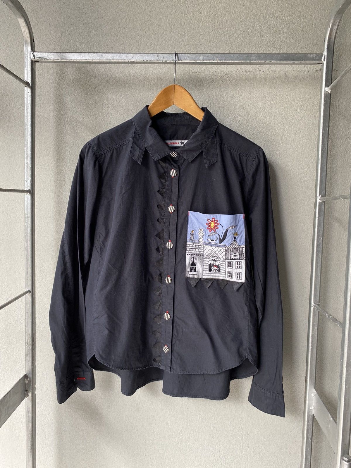 Designer × Japanese Brand OLLEBOREBLA Black Long-Sleeve Shirt Size M / US 6-8 / IT 42-44 - 11 Thumbnail
