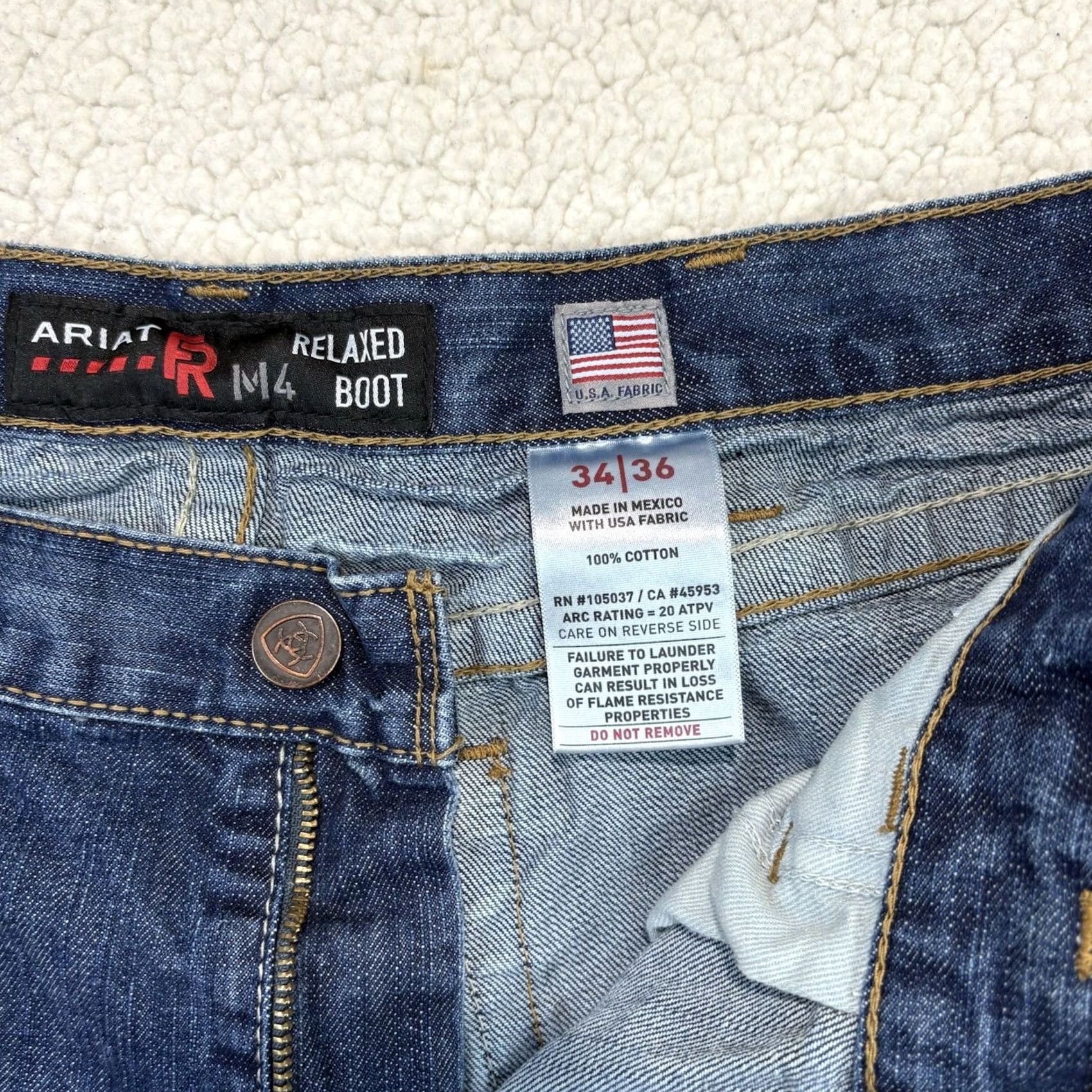 Ariat Ariat M4 Relaxed Bootcut Jeans 34x36 34 36 Medium Blue Denim Distressed USA Cowboy Work Mens Jeans Size US 34 / EU 50 - 5 Thumbnail