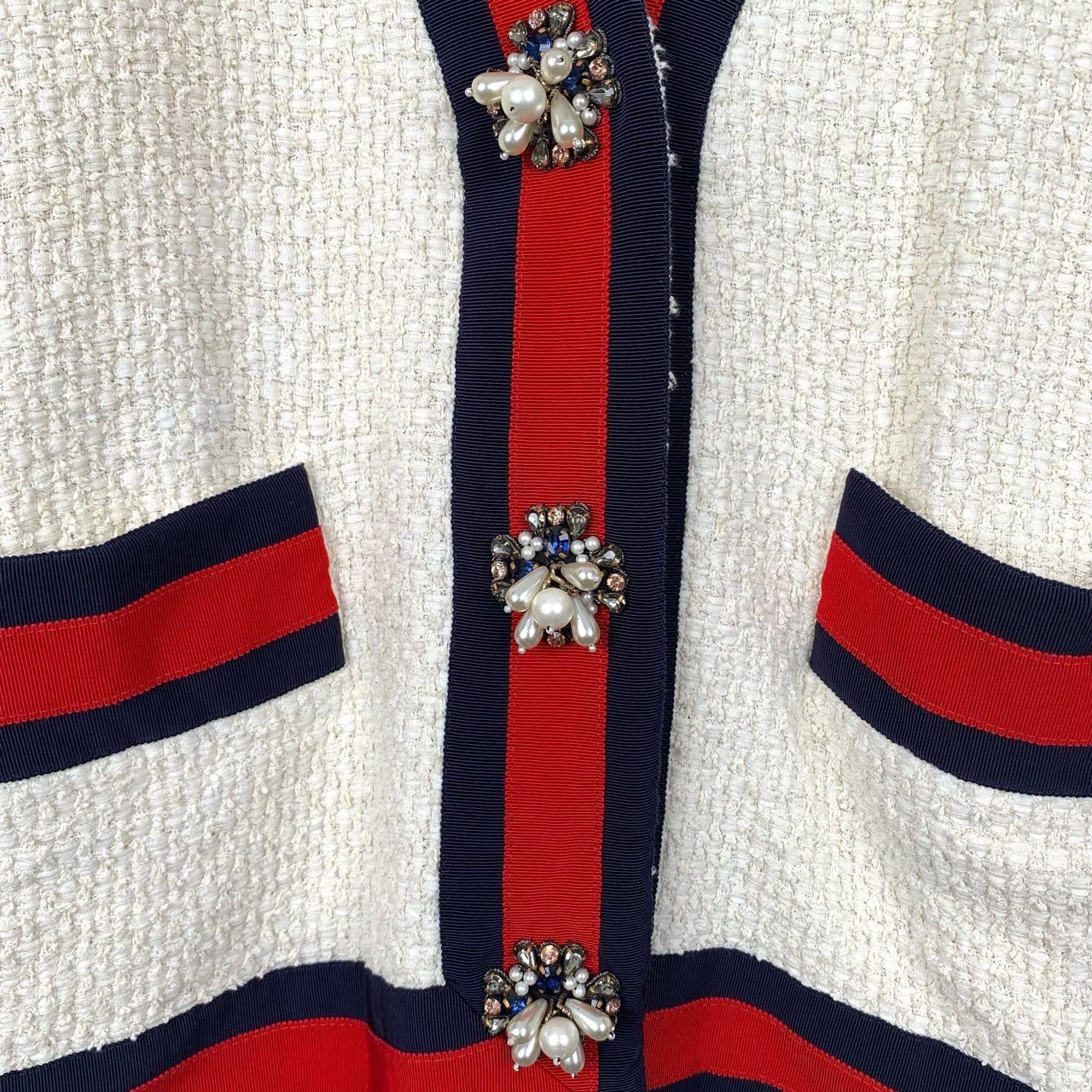 Gucci Gucci Striped Trim Tweed V-Neck Color-Block Cardigan, Size 3 Size XS / US 0-2 / IT 36-38 - 5 Thumbnail
