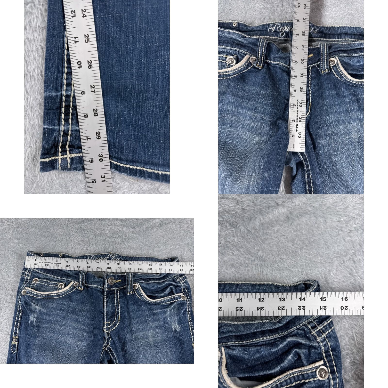 Vintage Request Jeans Pants Womens 11 Blue Denim Flared Distressed Embroidered 29x31 Size 32" / US 10 / IT 46 - 8 Thumbnail