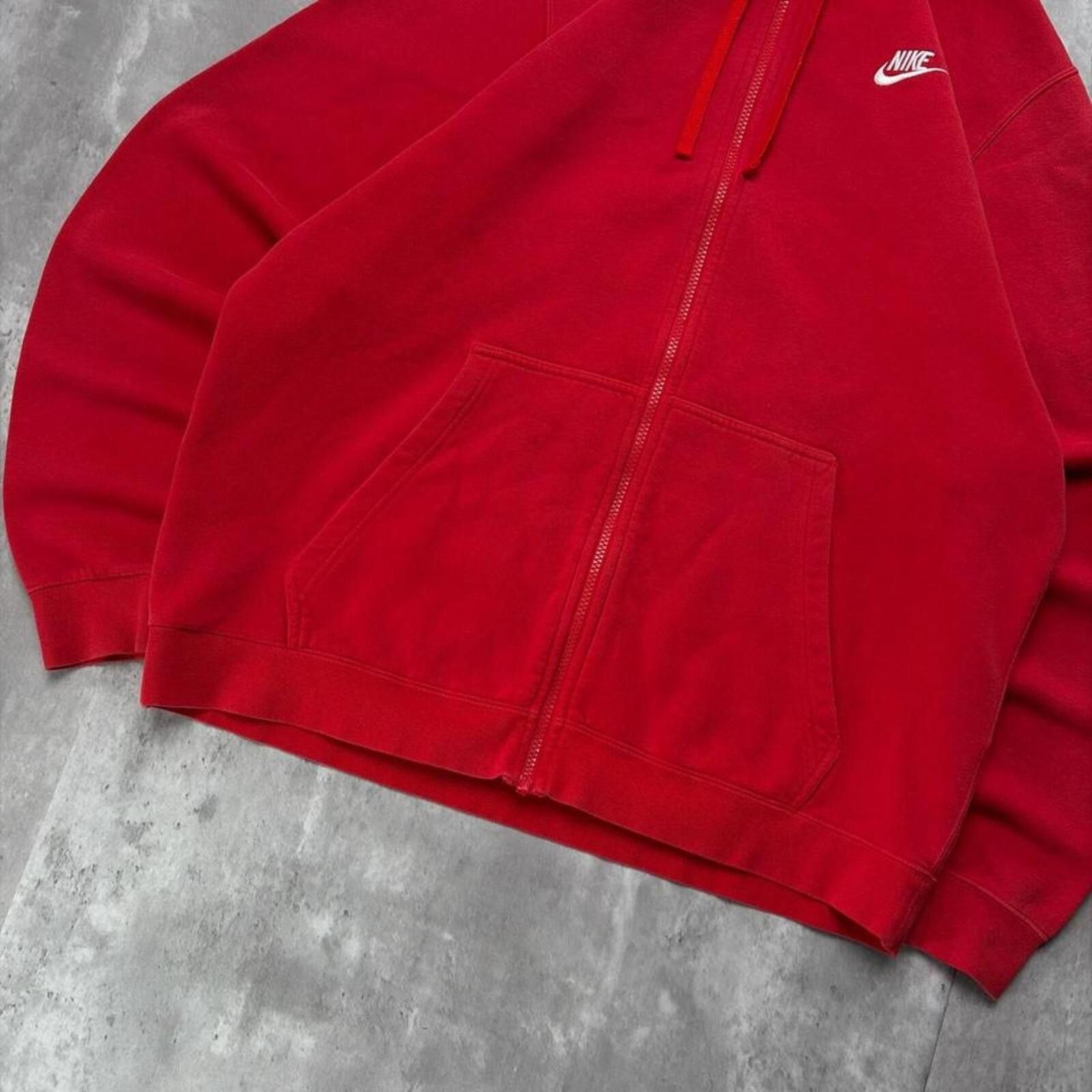 Nike Y2K Red Nike Swoosh Grunge Baggy Distressed Zip Up Hoodie Size US XL / EU 56 / 4 - 3 Thumbnail
