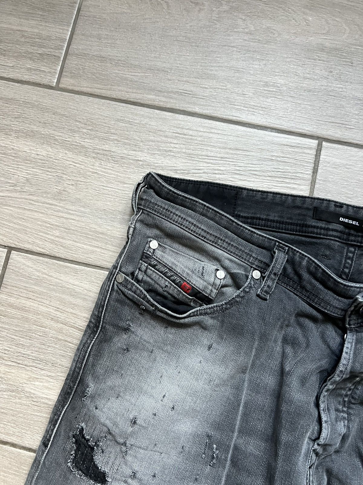 Diesel TRASHED🔥DIESEL GRAY SWEATPANT METAL LOGO DENIM PANTS Y2K Size US 36 / EU 52 - 11 Thumbnail