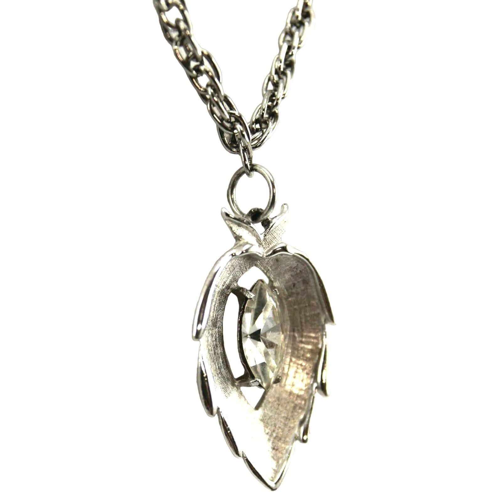 Other Sarah Coventry Silvertone Leaf Pendant Marquis Crystal •24" Size ONE SIZE - 1 Thumbnail