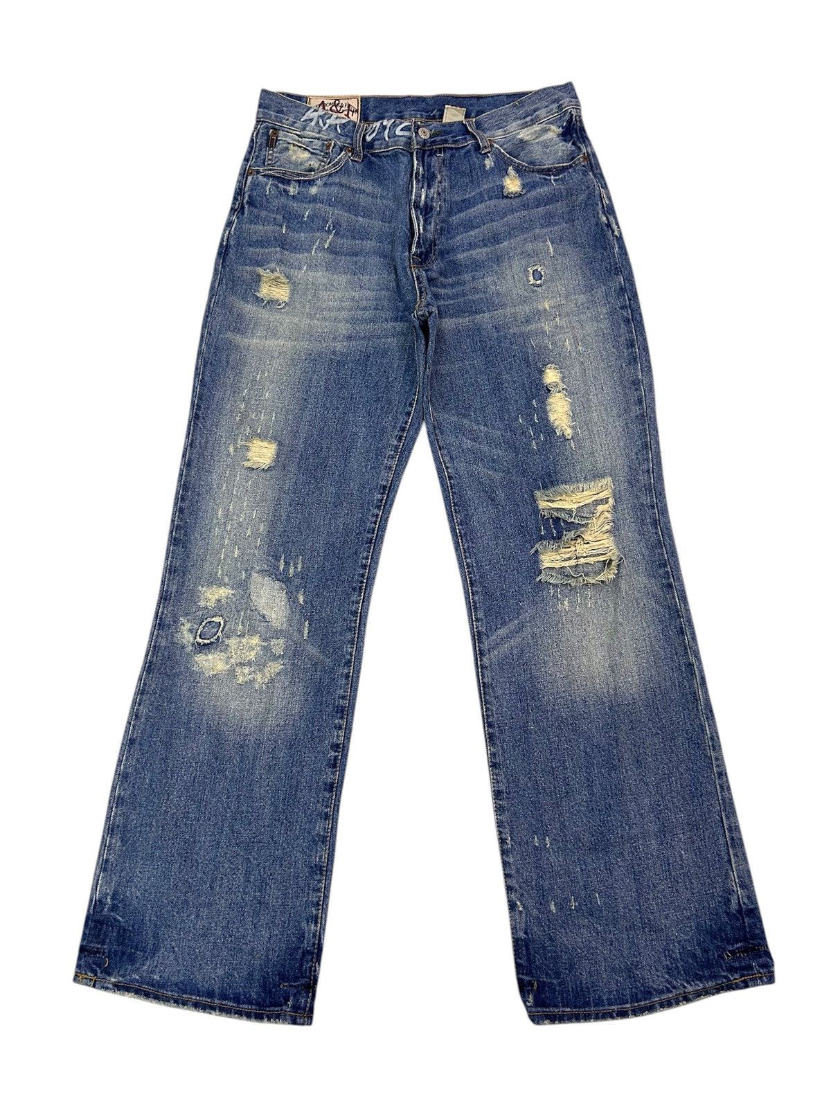 Abercrombie & Fitch × Vintage 💥 Vintage Abercrombie & Fitch Denim Distressed Punk Ripped Size US 34 / EU 50 - 2 Thumbnail