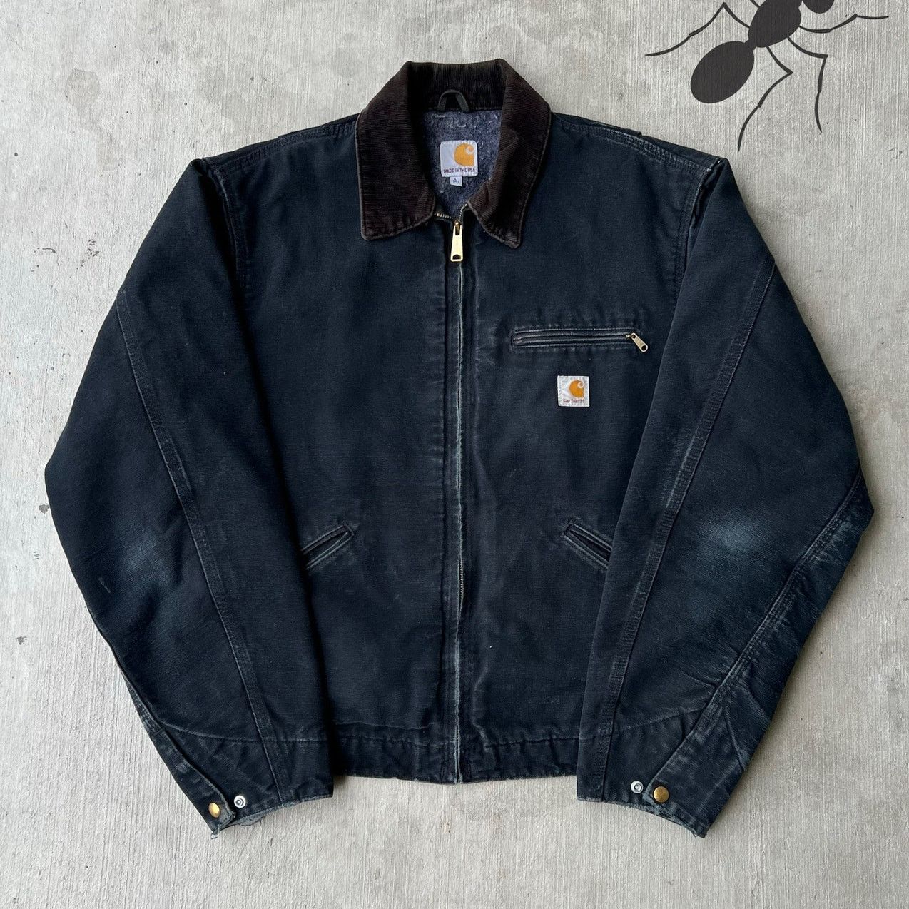 Carhartt × Vintage Carhartt J01 BLK faded black detroit work wear jacket Size US L / EU 52-54 / 3 - 1 Thumbnail