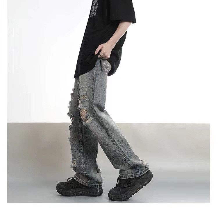 Japanese Brand × Jean High street old washed street hiphop ripped jeans Size US 32 / EU 48 - 5 Thumbnail