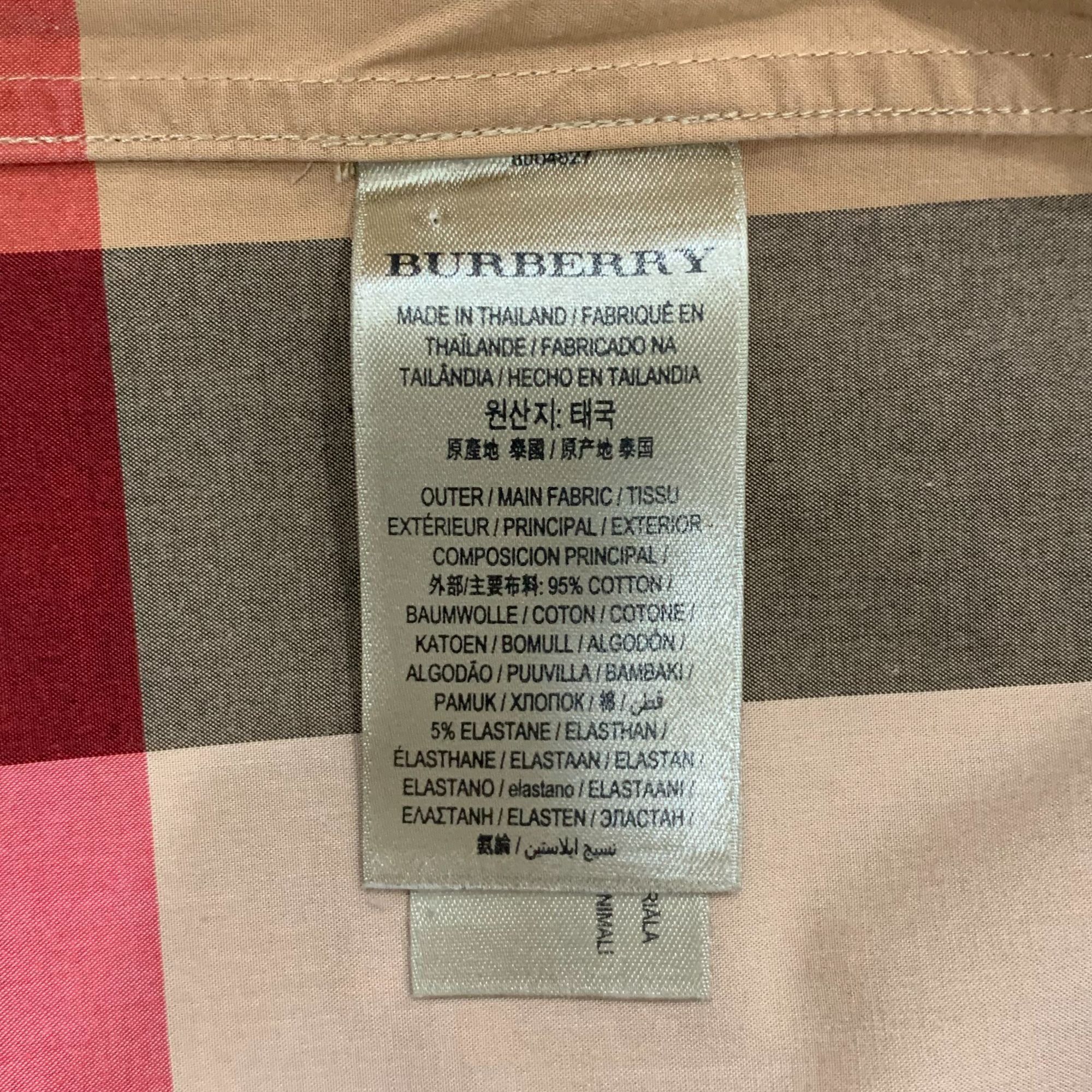 Burberry Burberry Mens Brown Classic Check Long Sleeve Shirt L 95% Co Size L / US 10 / IT 46 - 4 Thumbnail