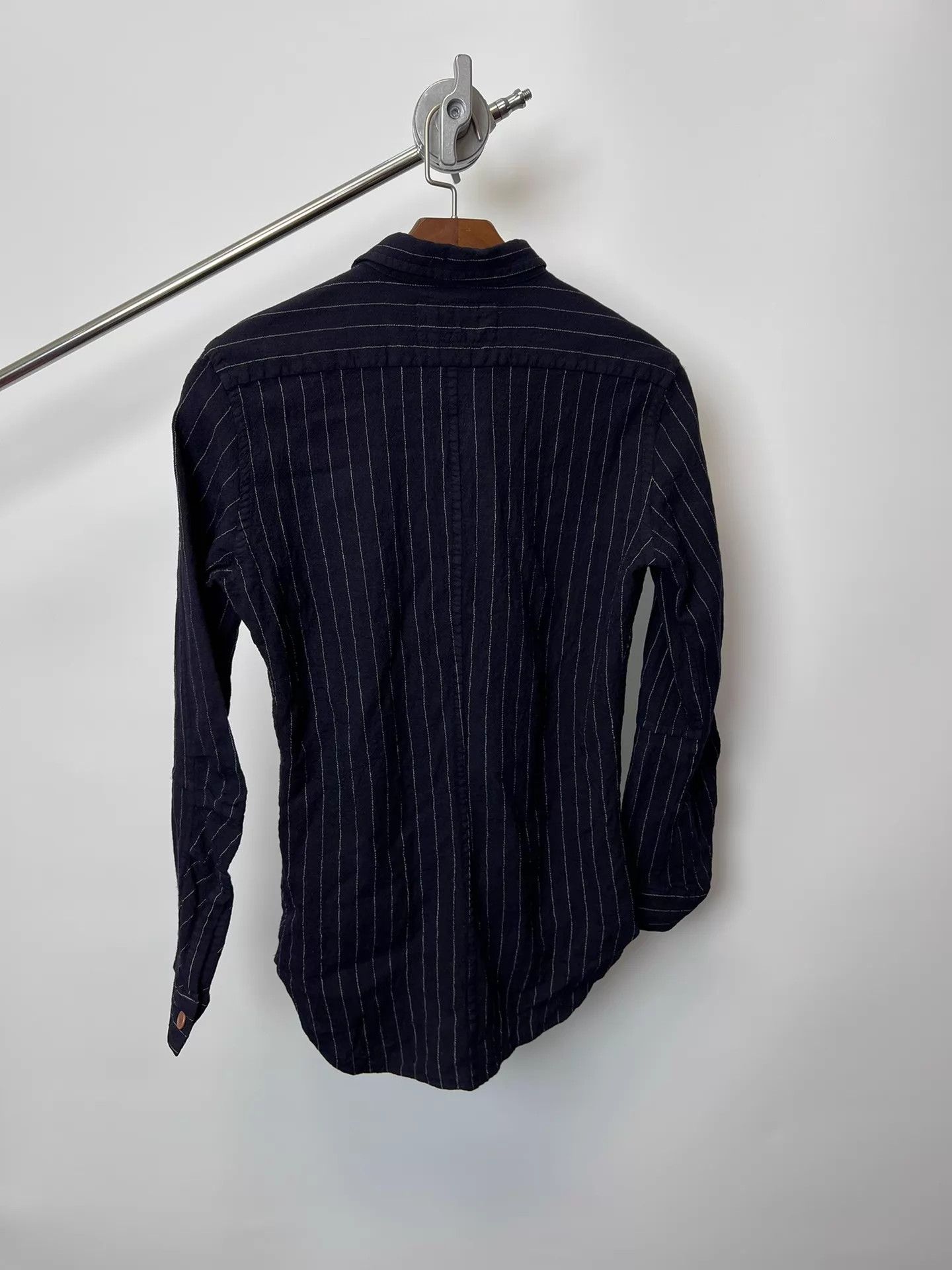 Christopher Nemeth Nemeth Slim Fit Wool Stripe Shirt w/ Subtle Sleeve Pleat Size US S / EU 44-46 / 1 - 5 Thumbnail
