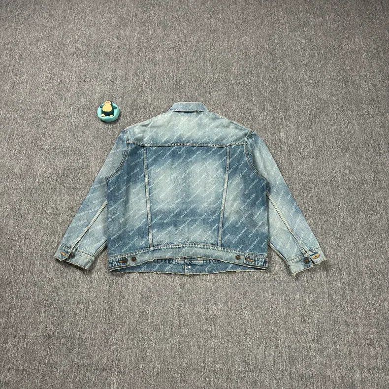 Balenciaga Balenciaga Blue distressed letter all-over print denim jac Size US XS / EU 42 / 0 - 7 Thumbnail