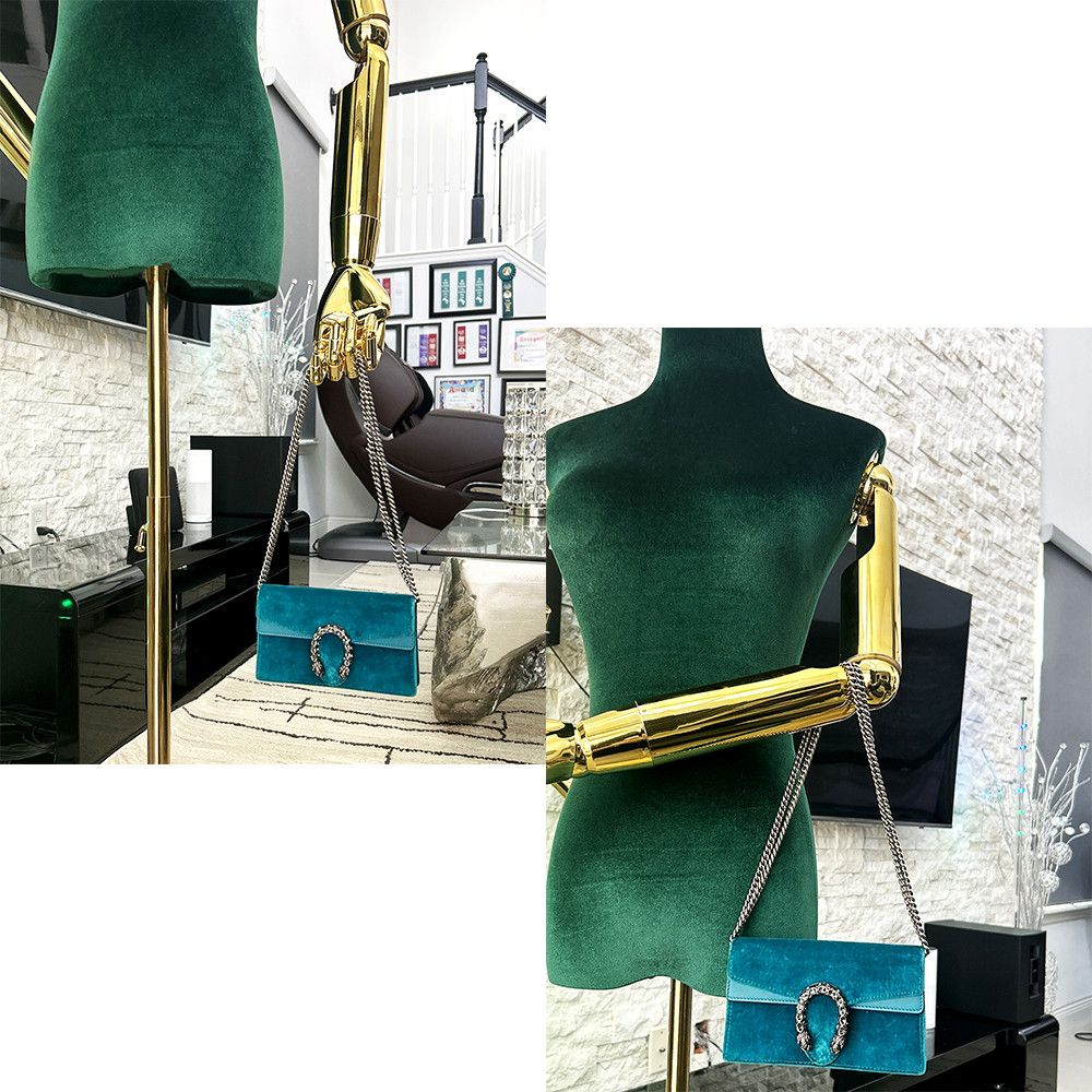 Gucci GUCCI Velvet Super Mini Dionysus Shoulder Bag Peacock Blue Size ONE SIZE - 15 Thumbnail