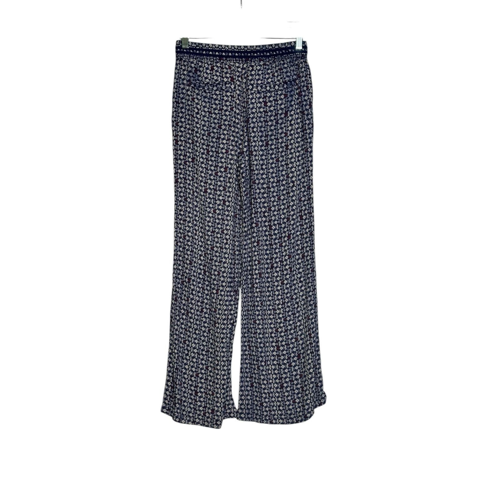 Anthropologie Hei Hei blue white floral boho wide legs pants size XSP Size 32" / US 10 / IT 46 - 10 Thumbnail