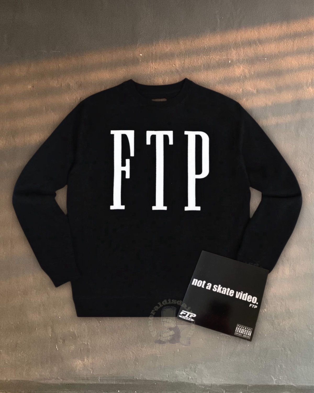 image of Fuck The Population Fuckthepopulation Ftp Fisher Crewneck Black Pullover Sweater, Men's (Size Large