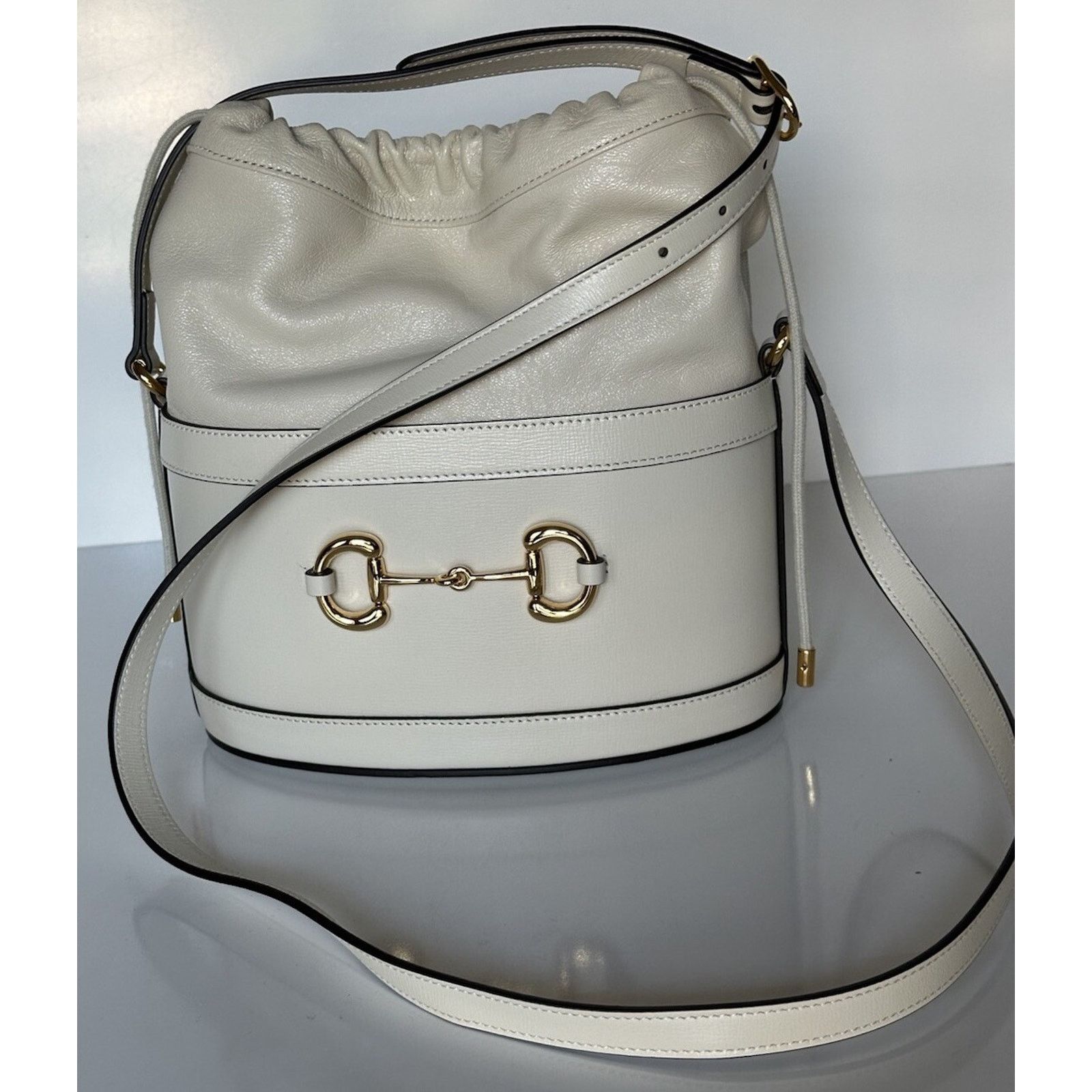 Gucci Gucci Azalea Horsebit Bucket Leather Bag White 602118 Size ONE SIZE - 6 Thumbnail
