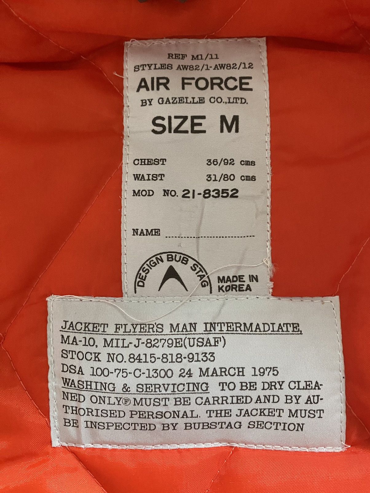 Alpha Industries Vintage AIR FORCE FUR AW82( USAF) jacket flyers nice design Size US M / EU 48-50 / 2 - 19 Thumbnail