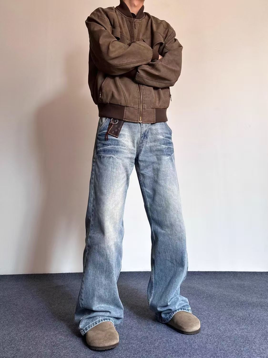 Japanese Brand × Jean Street fashion washed retro distressed straight jeans y2k Size US 32 / EU 48 - 2 Thumbnail