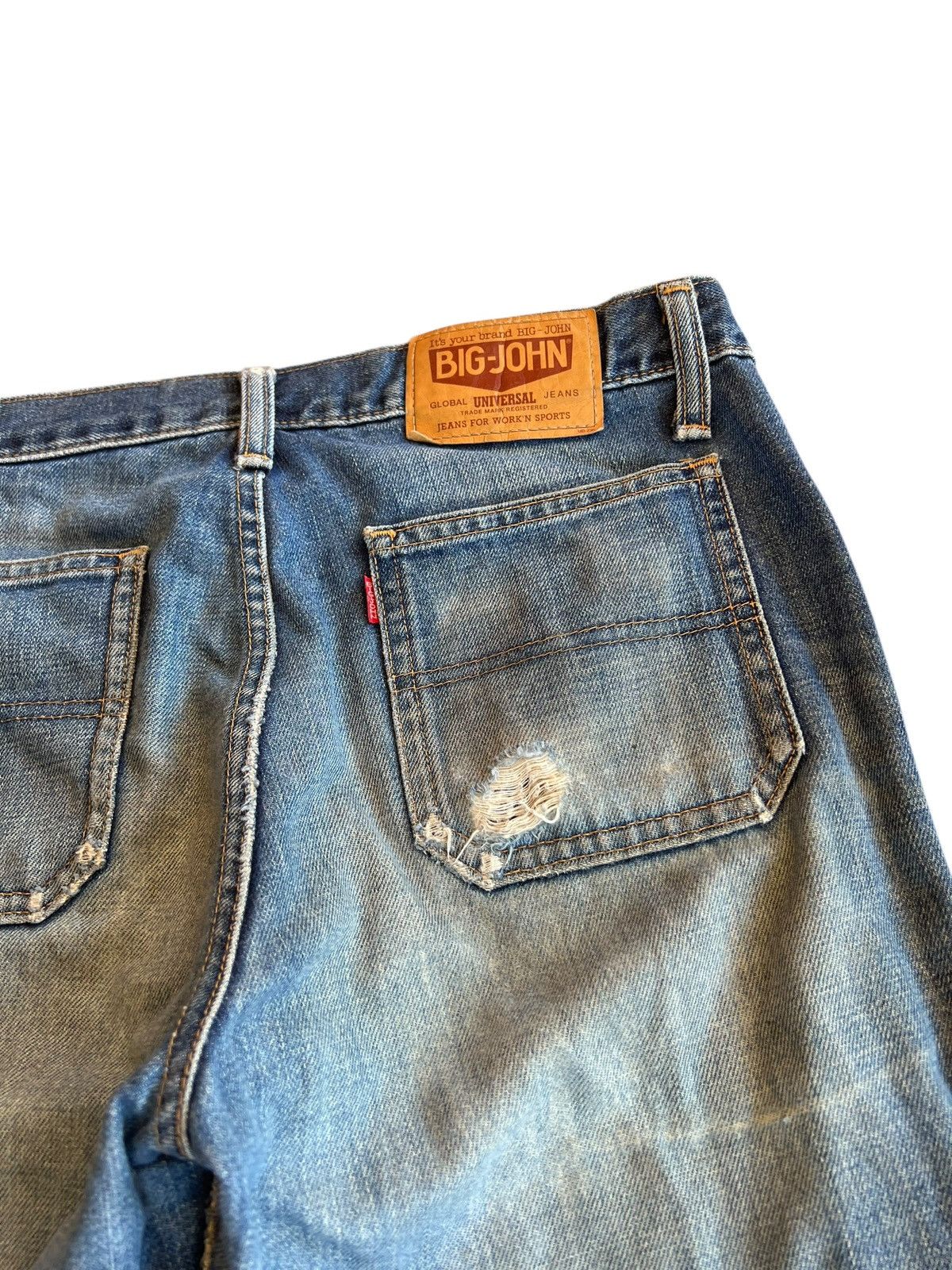 Japanese Brand Vintage BigJohn Super Bootcut Distressed Mudwash Jean Size US 31 - 12 Thumbnail