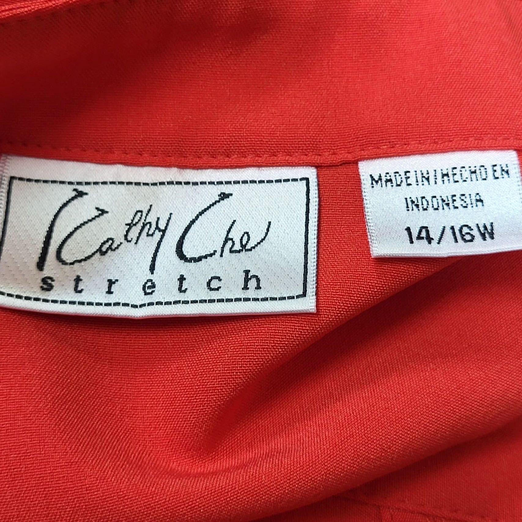 Vintage Kathy Che Blouse Shirt Red Button Front Tab Sleeve 14W Plus Size Women Formal Business Size XL / US 12-14 / IT 48-50 - 3 Thumbnail