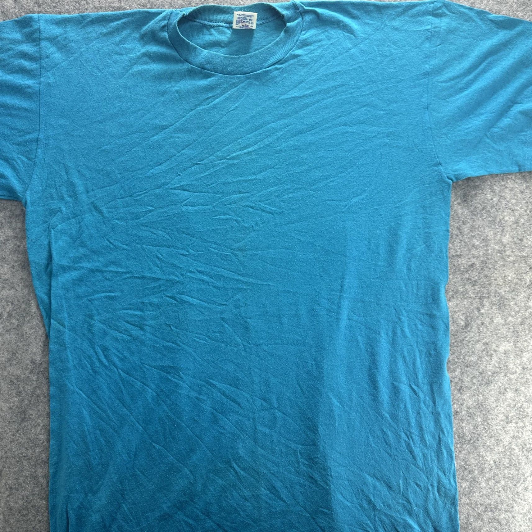 Jerzees VINTAGE Jerzees Shirt Mens One Size Blue Made USA 50/50 Single Stitch Blank 80s XL Adult Mens Blue 80s Shirt Size US XL / EU 56 / 4 - 3 Thumbnail