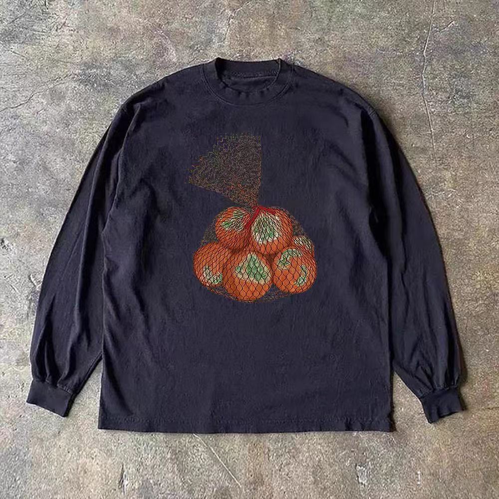 Vintage Black street casual retro orange print long-sleeved t-shirt Size US M / EU 48-50 / 2 - 1 Thumbnail