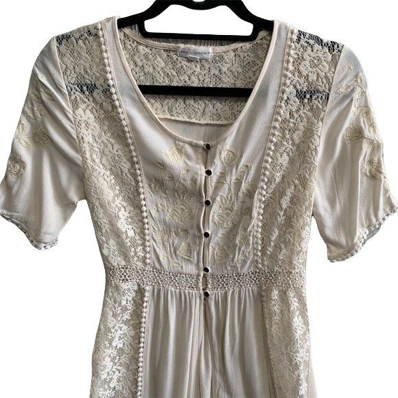Other Coco + Jamieson Ivory Floral Embroidered Boho Duster Size XS / US 0-2 / IT 36-38 - 4 Thumbnail