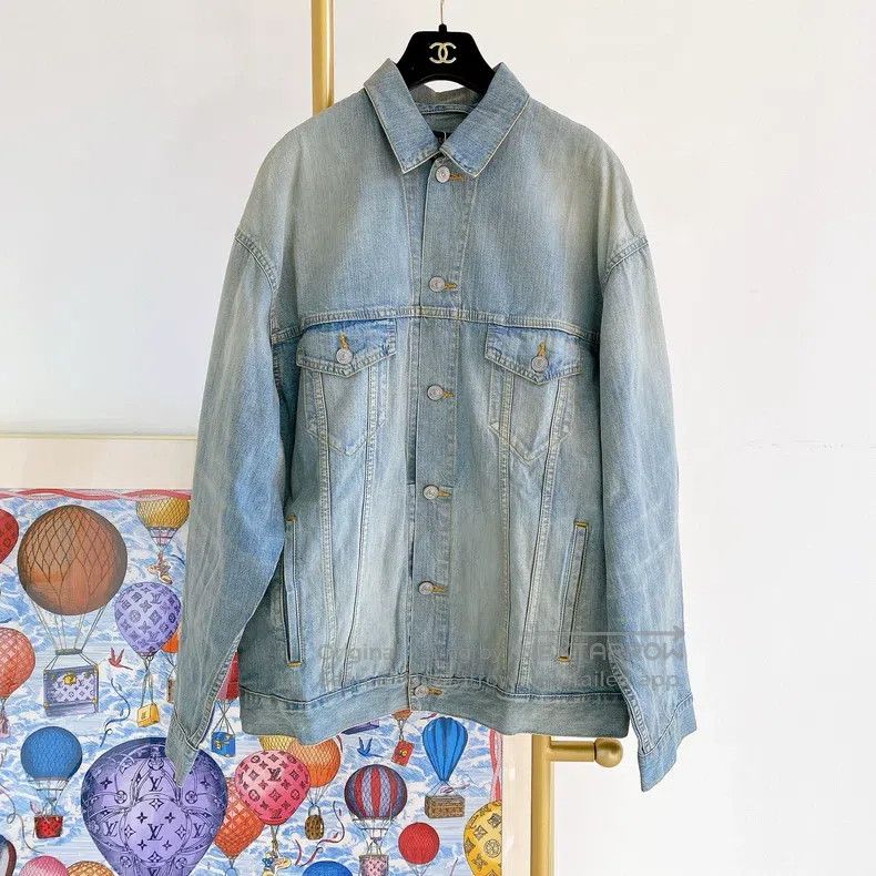 Balenciaga Balenciaga Blue Letter Logo Patterned Denim Jacket Size US XS / EU 42 / 0 - 1 Thumbnail