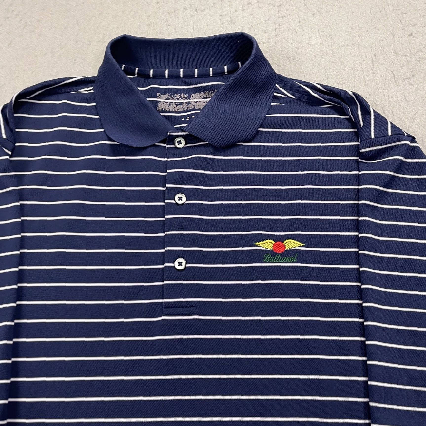 Vintage Donald Ross Baltusrol Polo Shirt Mens XL Blue Striped Logo Golf Performance Size US XL / EU 56 / 4 - 2 Thumbnail