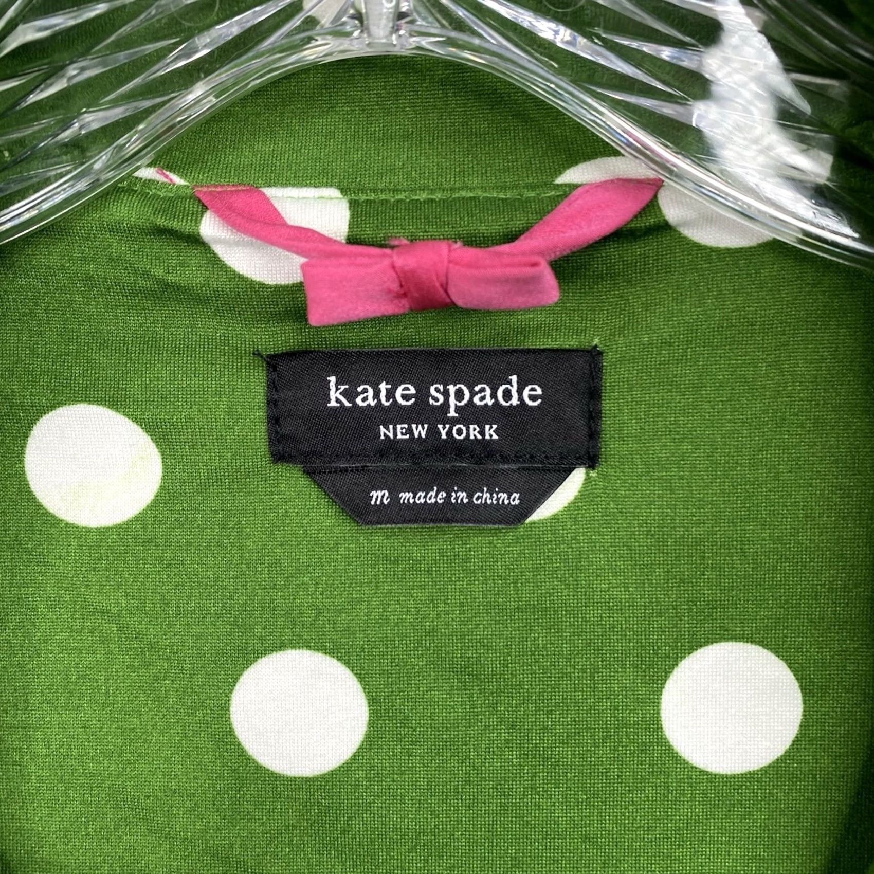 Vintage kate spade new york Womens Pajama Top Shirt M Green Polka Dot Button Up Short Sleeve NWT Size M / US 6-8 / IT 42-44 - 4 Thumbnail
