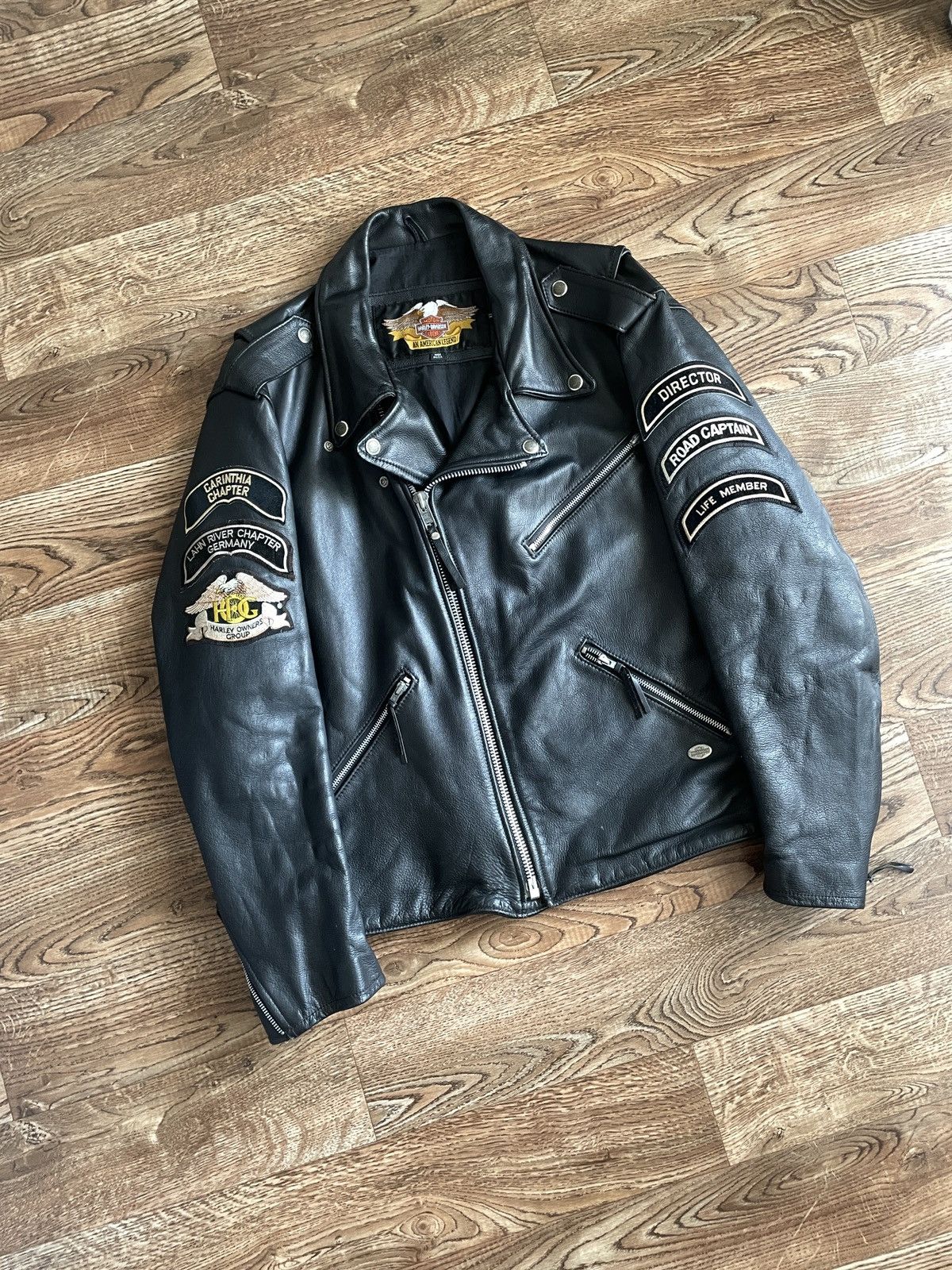 Harley Davidson × Vintage CRAZY HARLEY DAVIDSON LEATHER JACKET Size US XL / EU 56 / 4 - 2 Thumbnail