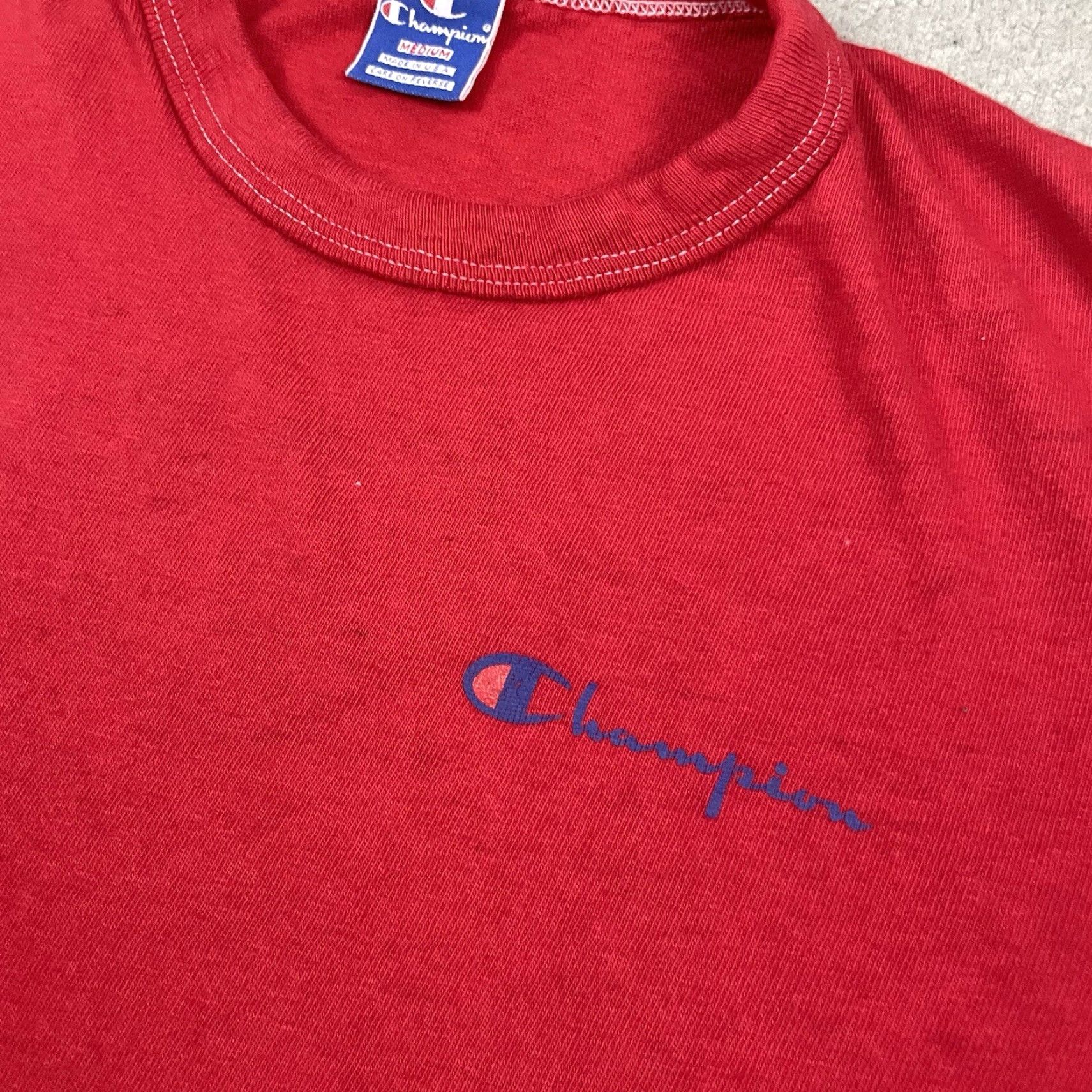 Champion VINTAGE Champion Shirt Mens T Shirt Adult M Red USA 80s Rare Stitch Size US M / EU 48-50 / 2 - 3 Thumbnail