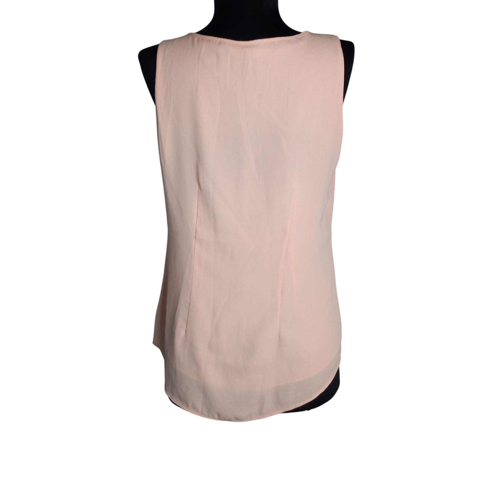 White House Black Market WHBM XS Blouse Top Ruffled Sleeveless Chiffon Pink Sheer Lin Size XS / US 0-2 / IT 36-38 - 3 Thumbnail