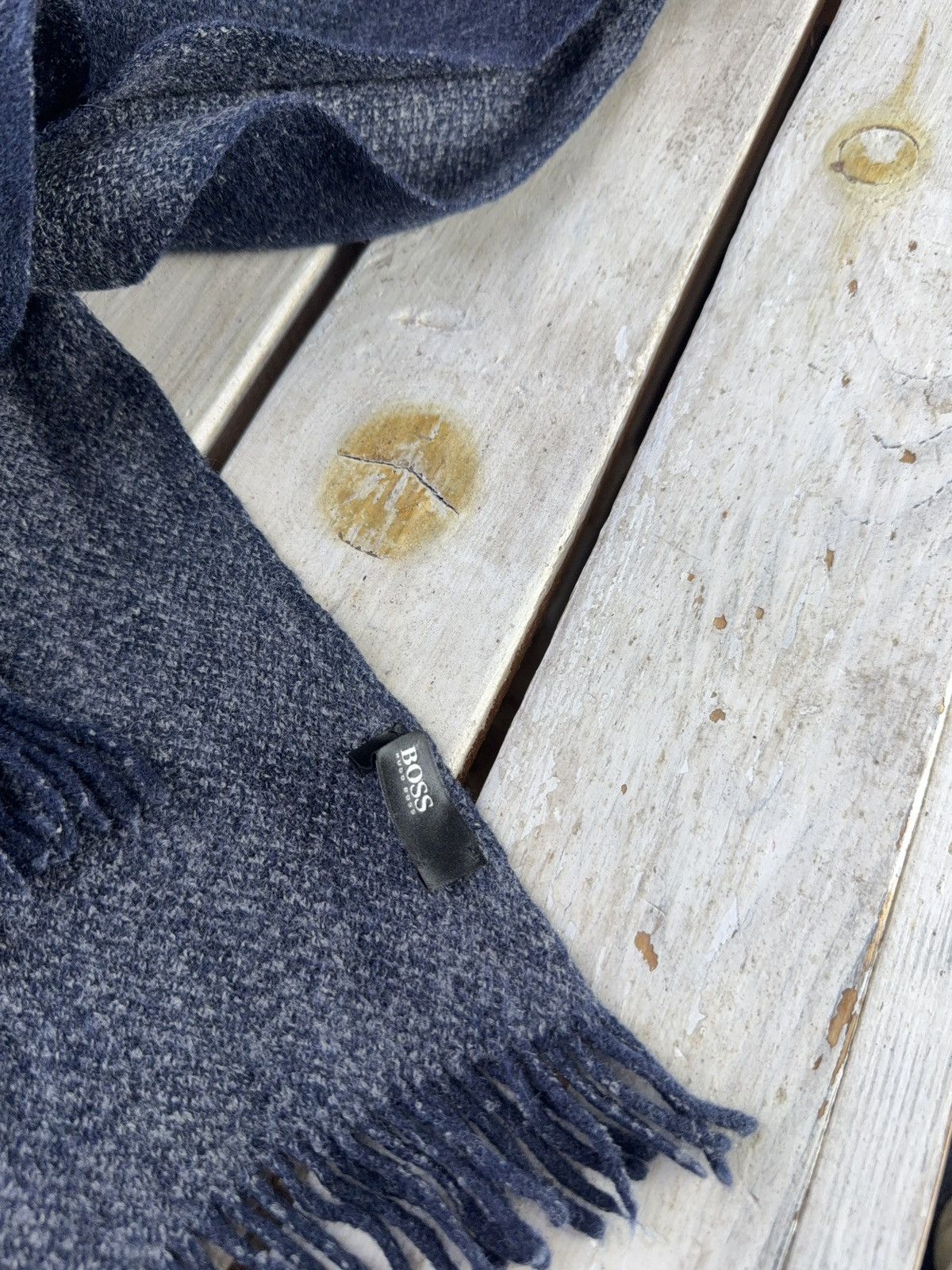 Hugo Boss Luxury Retro Hugo Boss Minimal Wool Scarf Dark Blue Size ONE SIZE - 5 Thumbnail