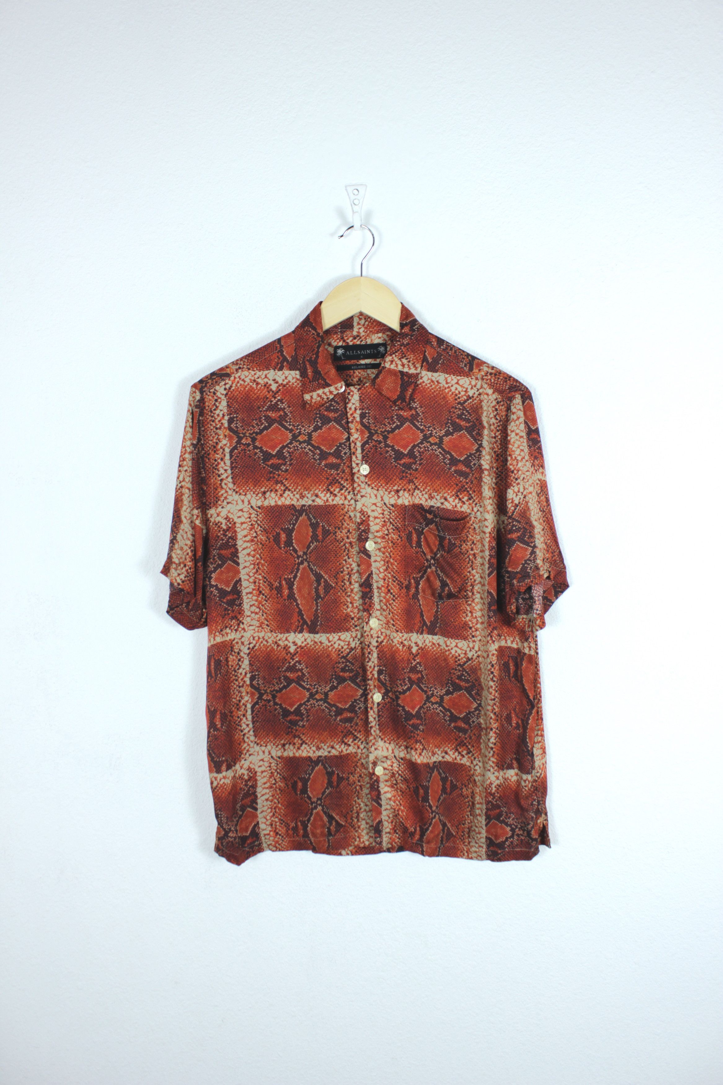 Allsaints Allsaints EXO Snakeskin Printed Open Collar Viscose Shirt Size US S / EU 44-46 / 1 - 2 Thumbnail
