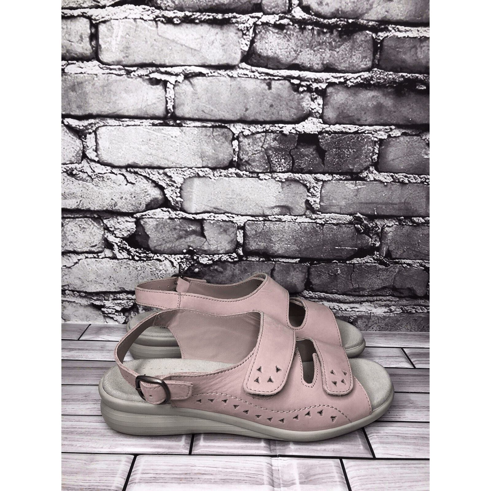Other Hotter Easy STD Lilac Pink Nubuck Leather Strap Wedge Sandal Size US 9 / IT 39 - 3 Thumbnail