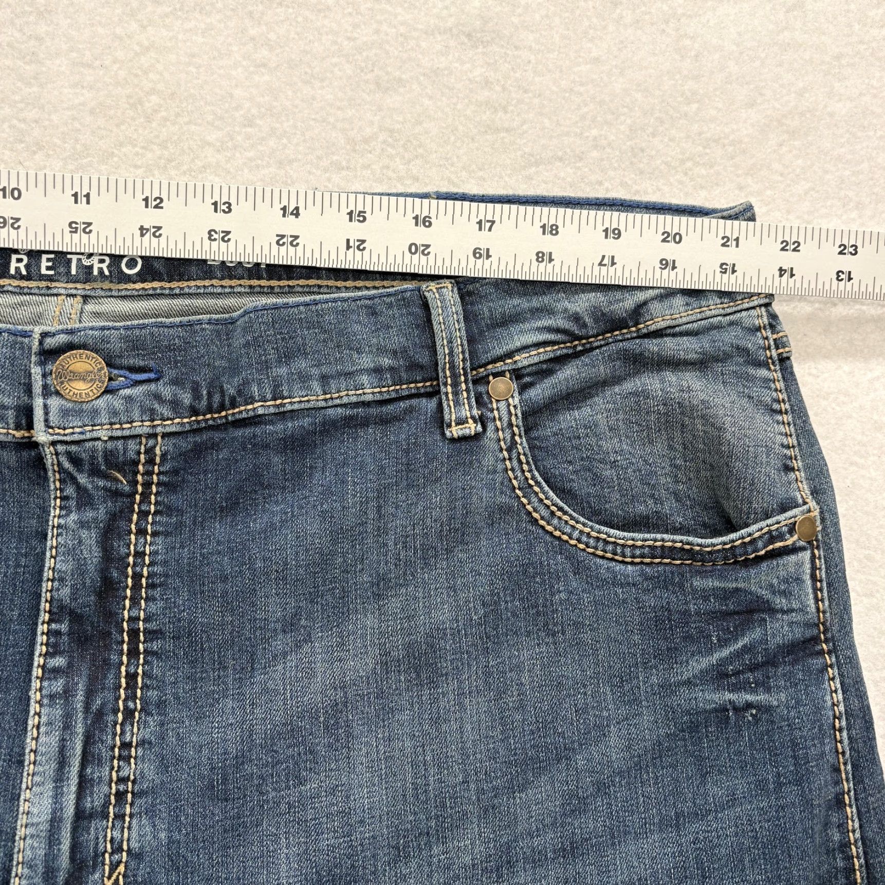 Wrangler Wrangler Retro Slim Boot Jeans Mens 42x32 Denim Stretch Blue Medium Wash Cowboy Size US 42 / EU 58 - 6 Thumbnail