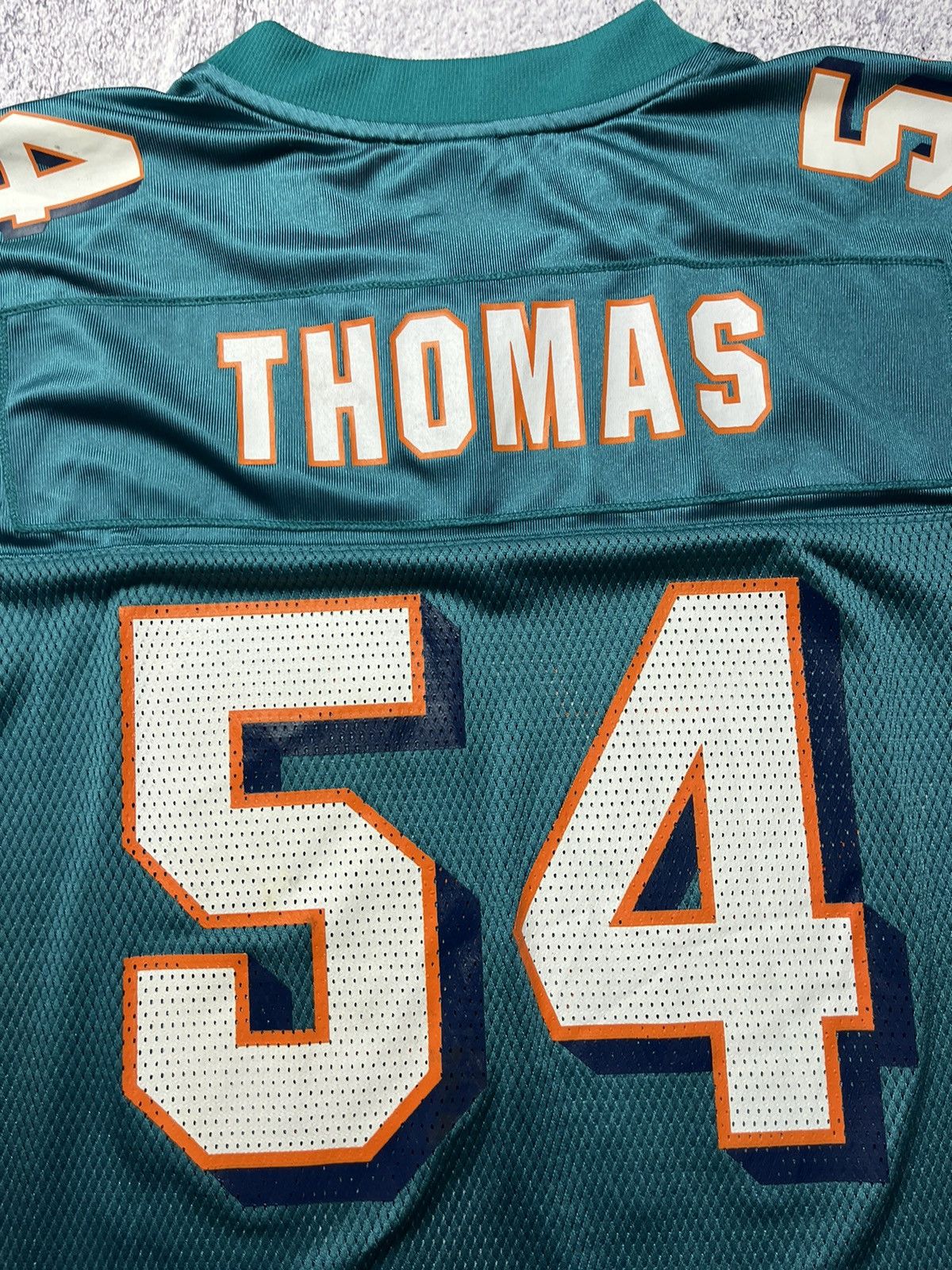 NFL Vintage REEBOK Miami Dolphins Thomas #54 Teal NFL Jersey Size US L / EU 52-54 / 3 - 18 Thumbnail