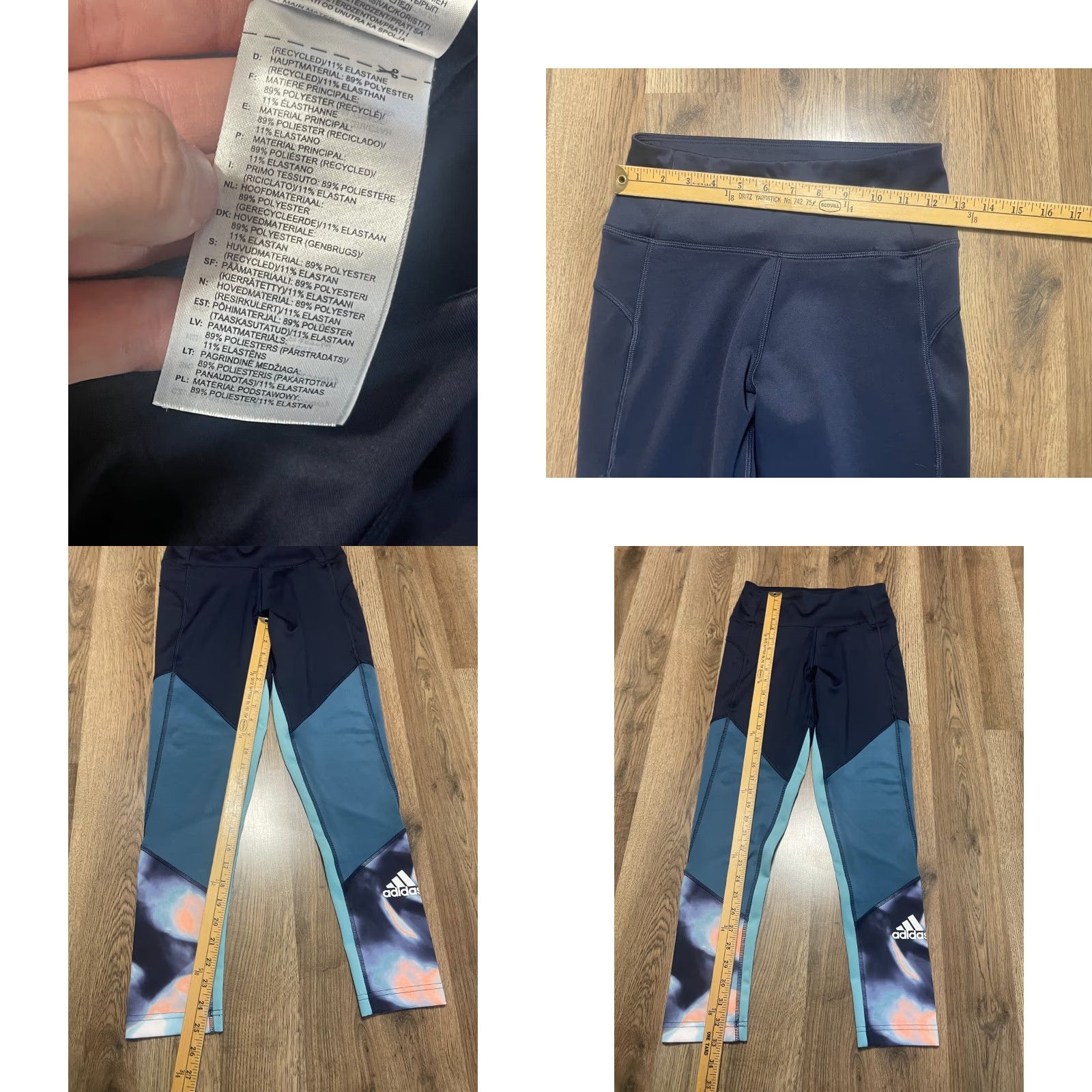 Adidas Adidas Primegreen Pants Women’s Small Blue Pink White Leggings AEROREADY Size 28" / US 6 / IT 42 - 8 Thumbnail