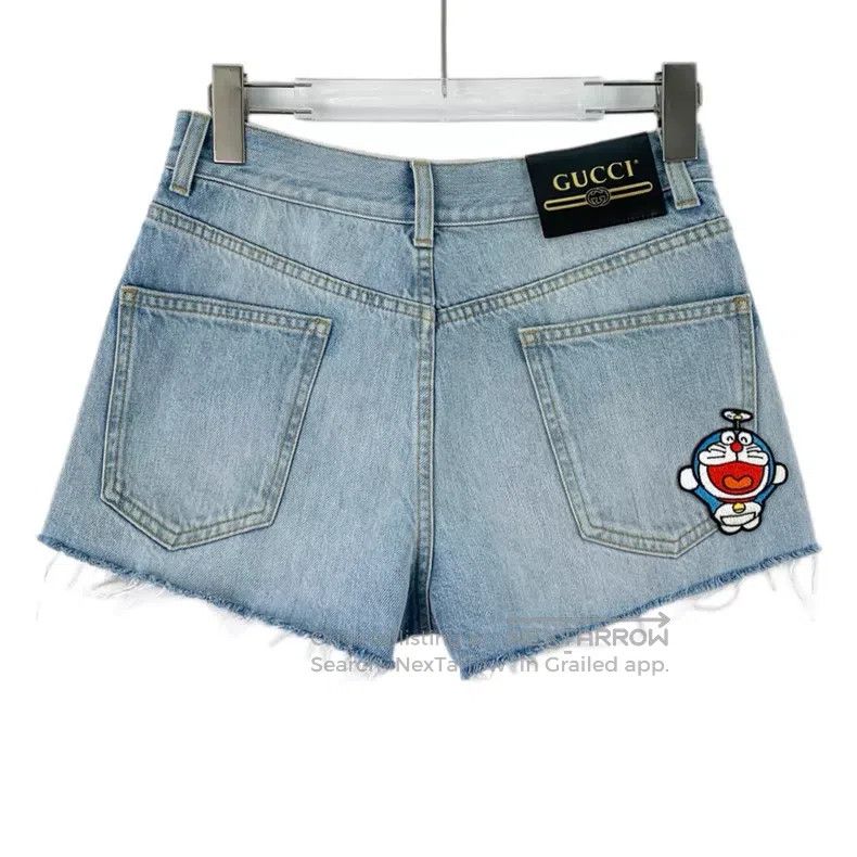 Gucci Gucci Light blue washed Doraemon embroidered cotton casual Size 25" / US 0 / IT 36 - 2 Thumbnail