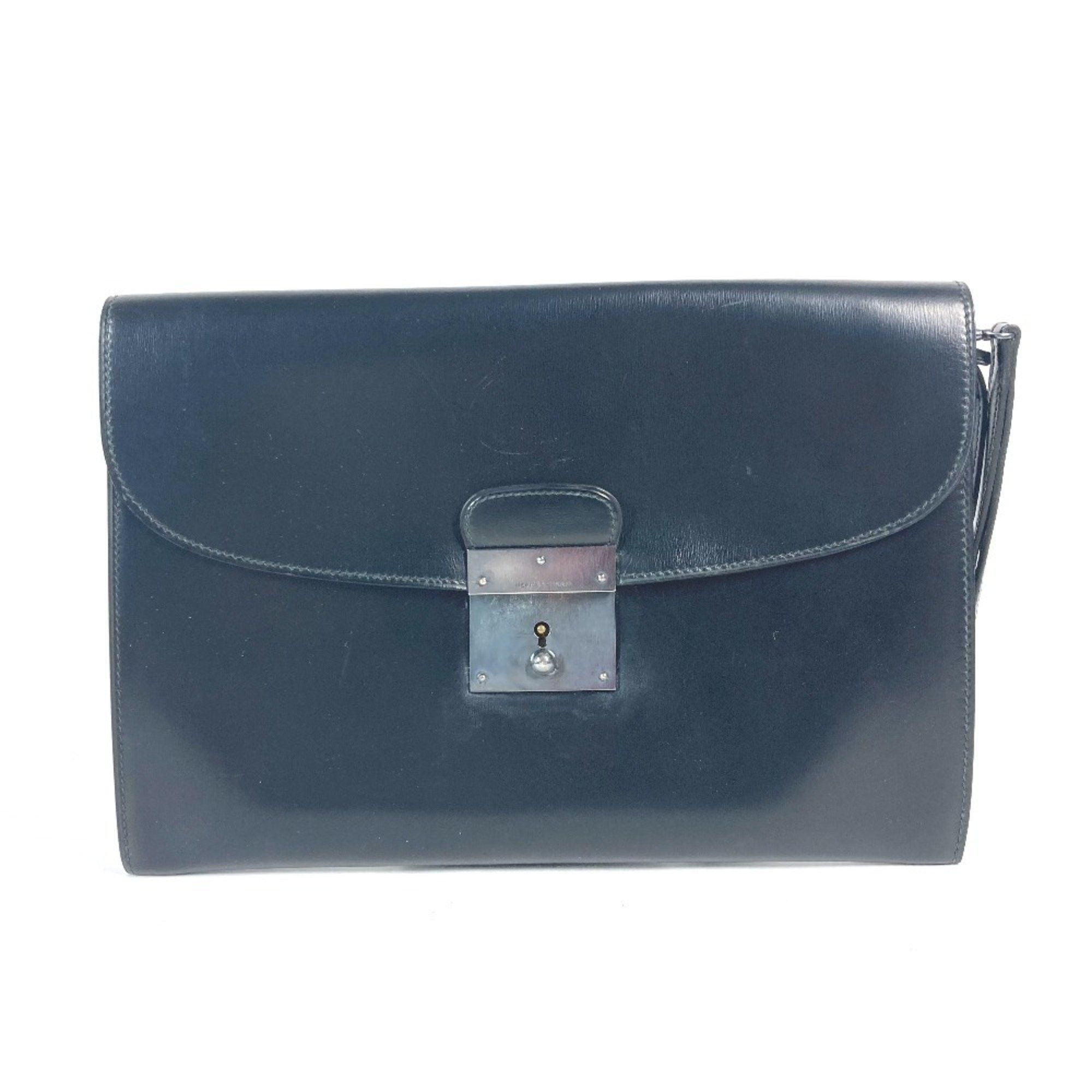 Hermes Hermes Pouch Kirius Clutch Bag with Strap Box Calf Men's Black Size ONE SIZE - 1 Thumbnail