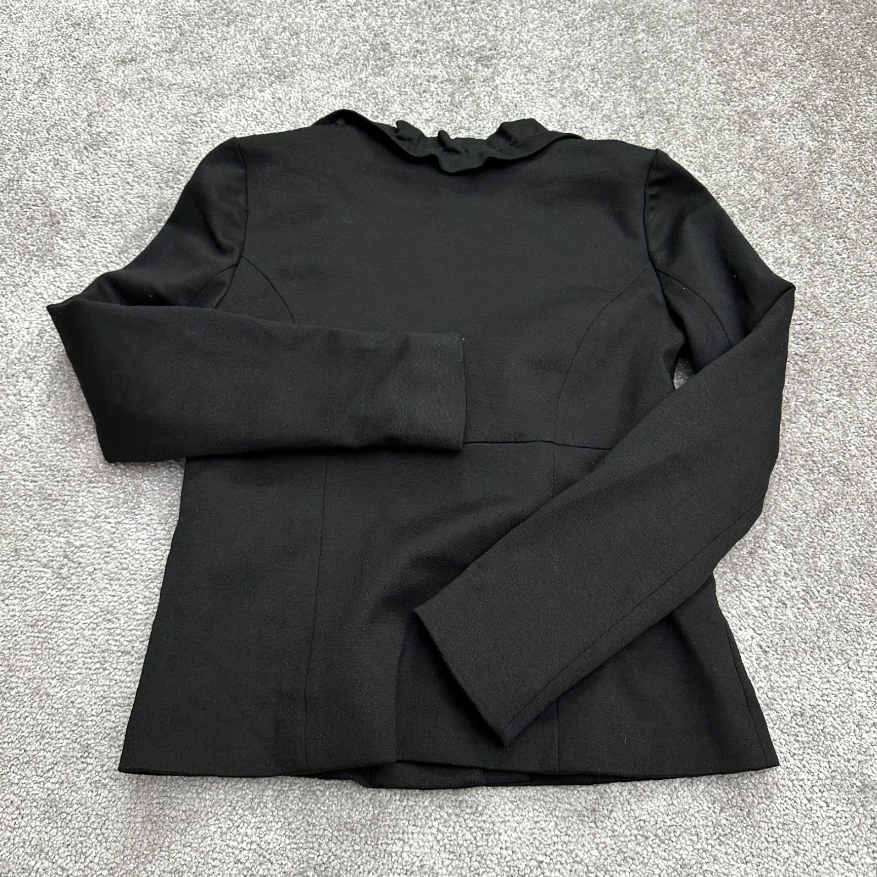 Vintage 212 Collection Blazer Jacket Womens 4 Black Single-Breasted Ruffles Lined Work Size S / US 4 / IT 40 - 2 Thumbnail
