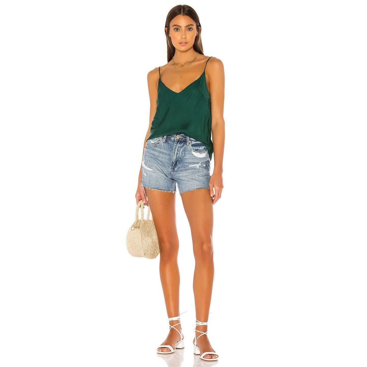 REVOLVE Cali Dreaming Hunter Green Silky Cami Top Size XS / US 0-2 / IT 36-38 - 1 Thumbnail