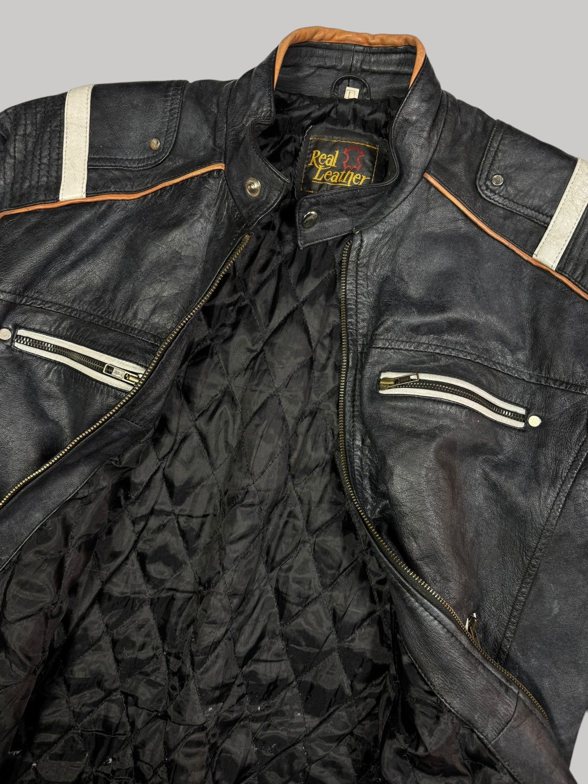 Vintage Vintage racer leather jacket Size US L / EU 52-54 / 3 - 3 Thumbnail