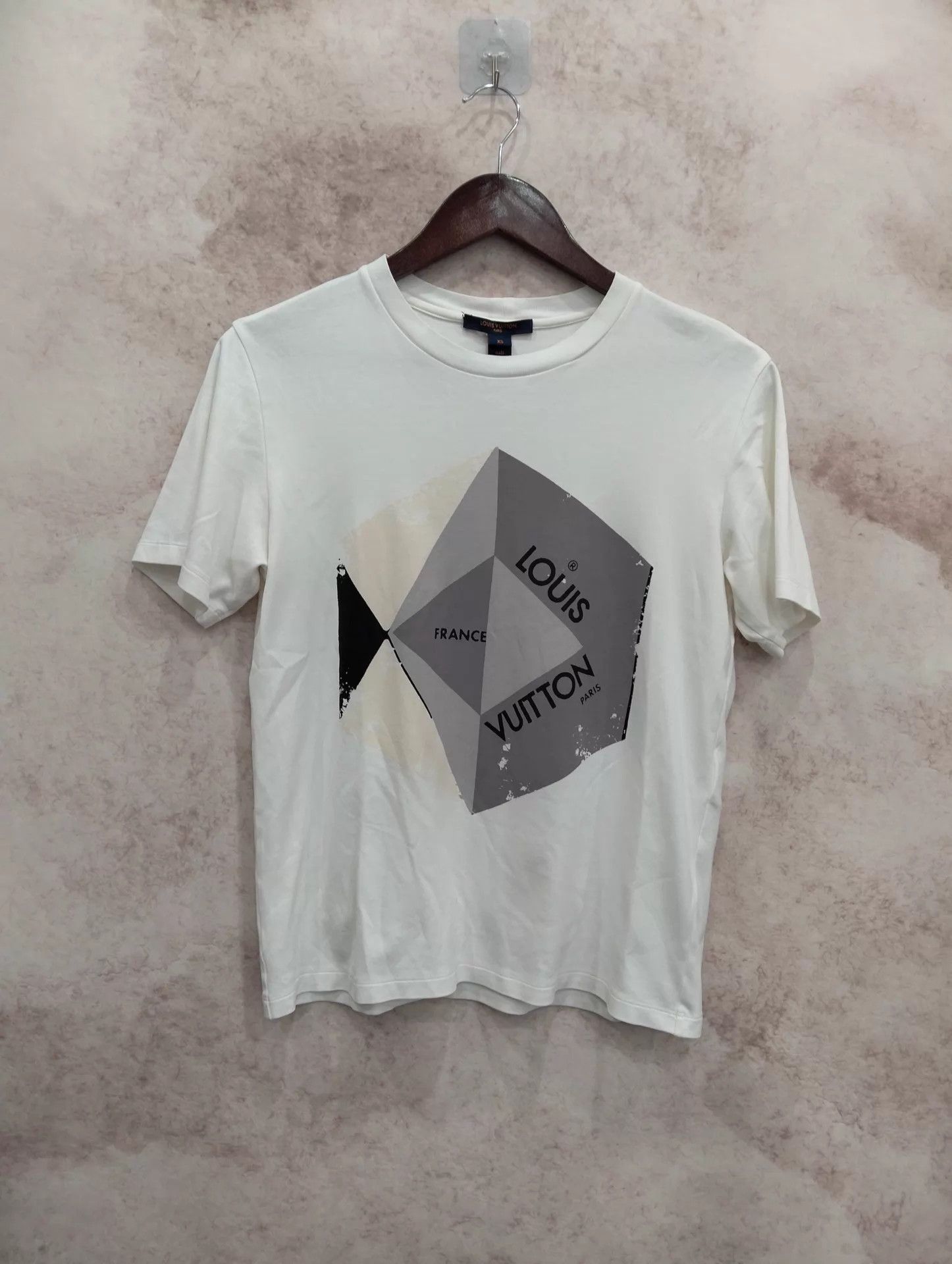 Louis Vuitton LV white geometric print crewneck short-sleeve XS Size XS / US 0-2 / IT 36-38 - 1 Thumbnail