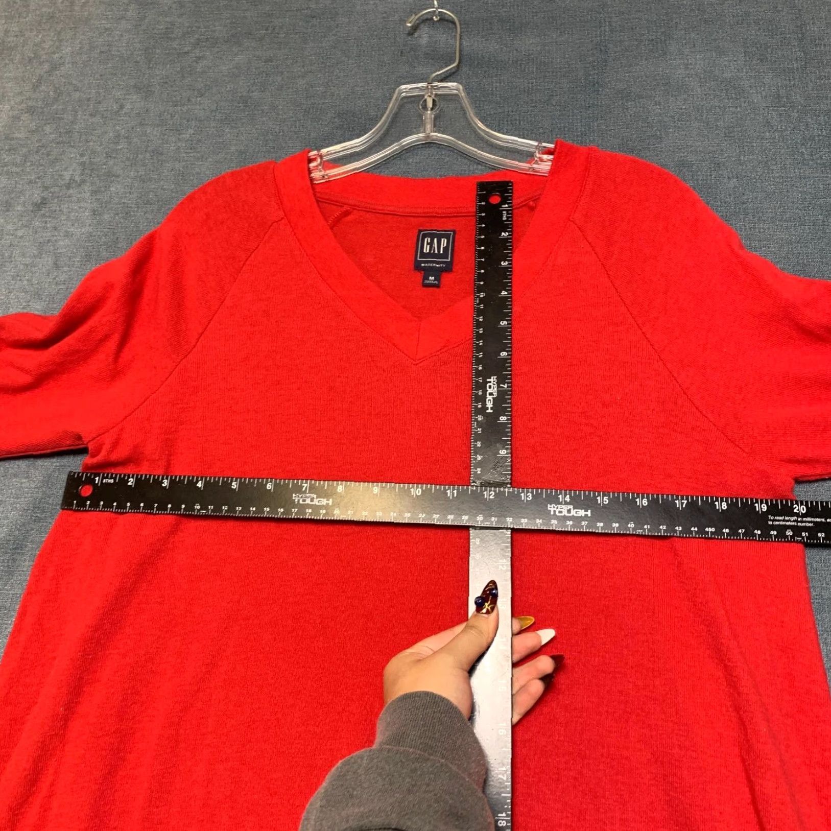 Gap Gap Nursing Top Womens Maternity Red Cotton Stretch V-Neck Raglan Sleeve Blouse; Pullover, Long Sleeve, Solid, Casual Size M / US 6-8 / IT 42-44 - 6 Thumbnail