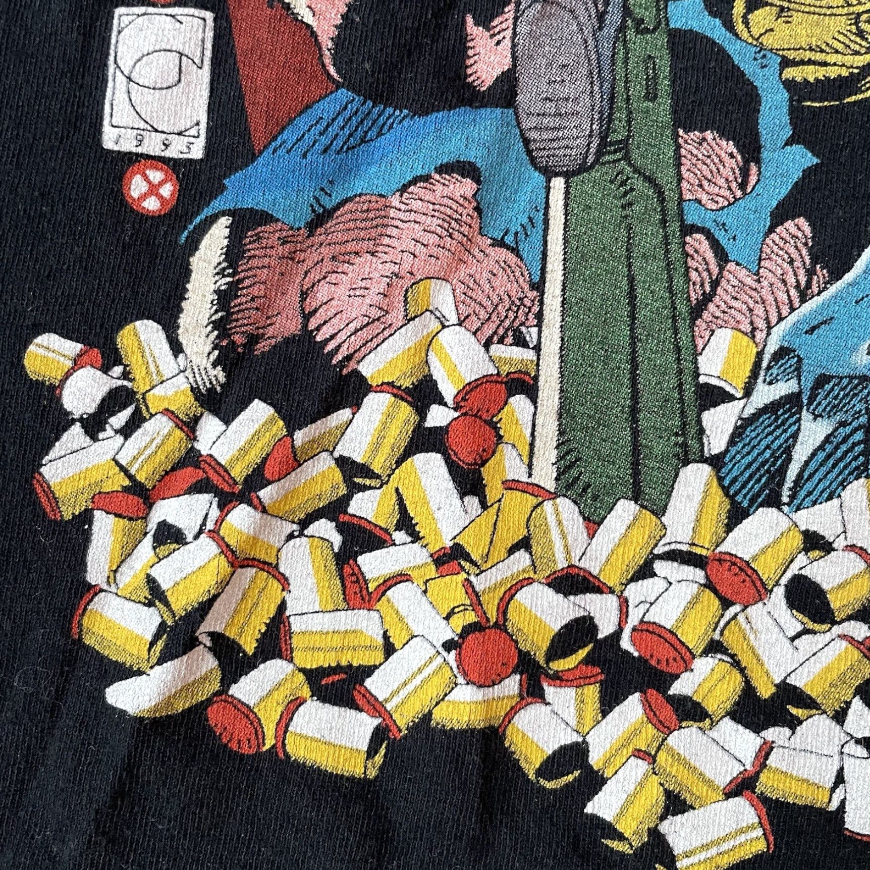 Vintage VINTAGE Cable Shell Casings T Shirt Marvel Licensed Mens Crew Neck Short Sleeve Black Cotton Logo 90s Comics USA Size US L / EU 52-54 / 3 - 7 Thumbnail