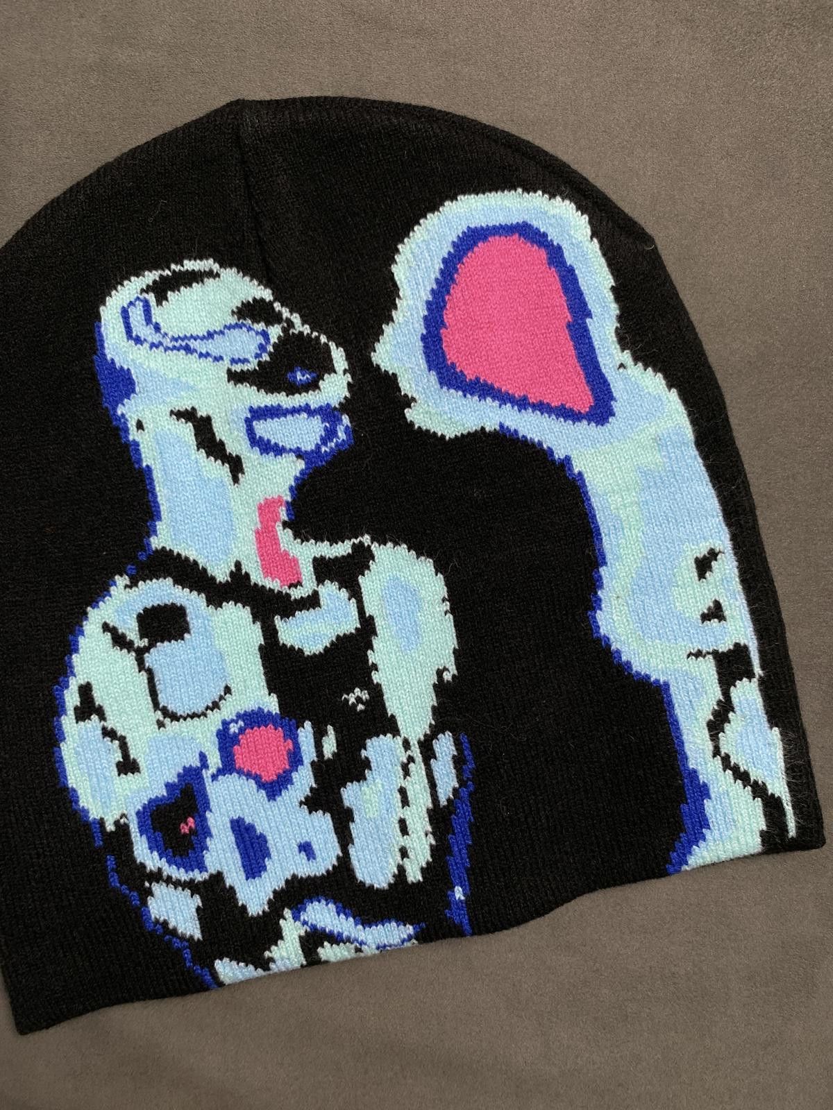 Designer Rare Heat Map Graphic Skull Cap Black Beanie OS Size ONE SIZE - 2 Thumbnail
