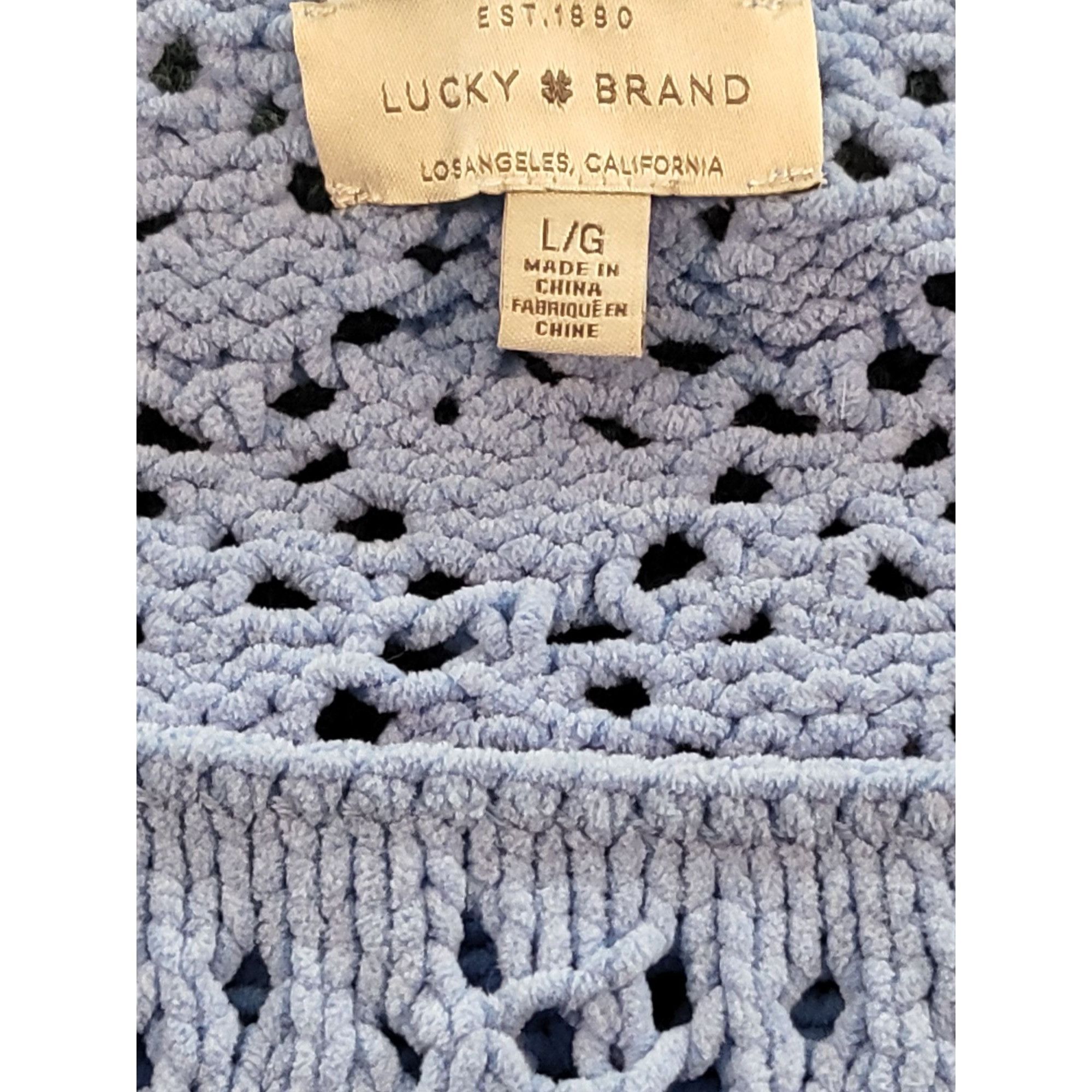 Lucky Brand Lucky Brand Chenille Sweater Women Sz L Open Knit Blue Long Size L / US 10 / IT 46 - 6 Thumbnail
